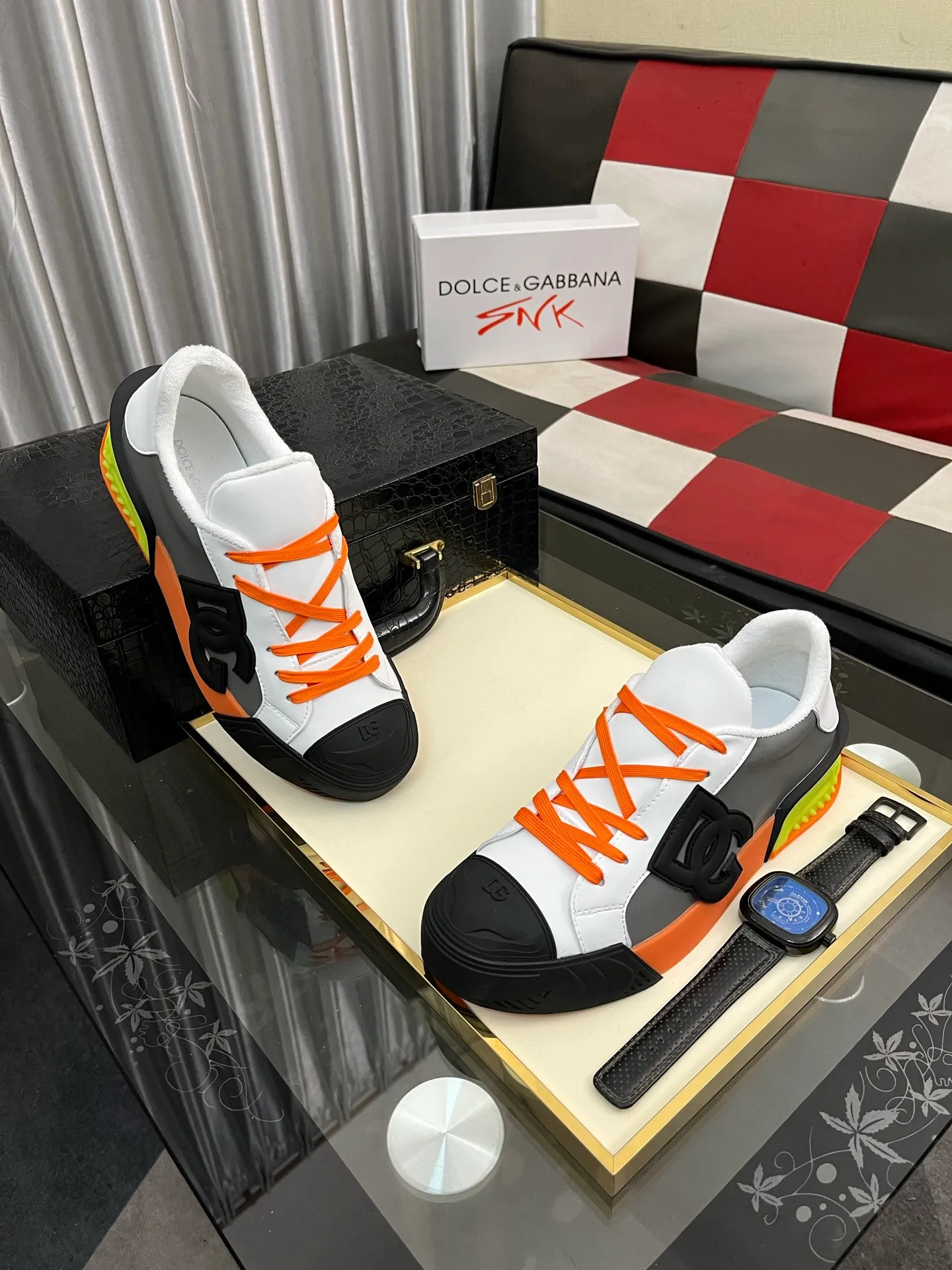 Men's Men's Shoes 💰500⌚️⌚️••Dolce&Gabbana••DG✔️High-end men's sports and casual shoes. Original goods from top counters. Original imported cowhide, multi-material splicing design ➕Imported cowhide lining, cowhide feet ➕Original TPR elastic outsole. Size: 35-46